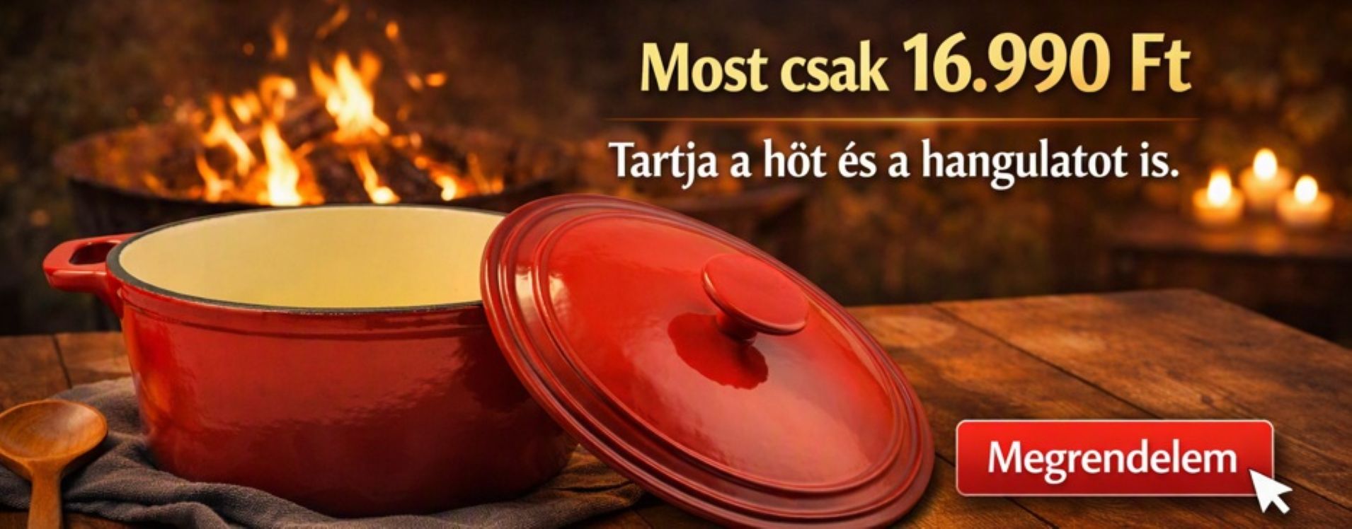Kerti grillezéshez ajánlott öntöttvas edény – akciós ár 16.990 Ft