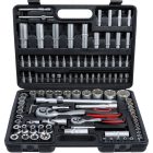 108 részes Super Lock Dugókulcs Készlet 1/4” + 1/2” – Cr‑V, hosszú és rövid fejek, E‑profil, bitkészlet, koffer