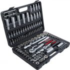 108 részes Super Lock Dugókulcs Készlet 1/4” + 1/2” – Cr‑V, hosszú és rövid fejek, E‑profil, bitkészlet, koffer