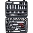 108 részes Super Lock Dugókulcs Készlet 1/4” + 1/2” – Cr‑V, hosszú és rövid fejek, E‑profil, bitkészlet, koffer