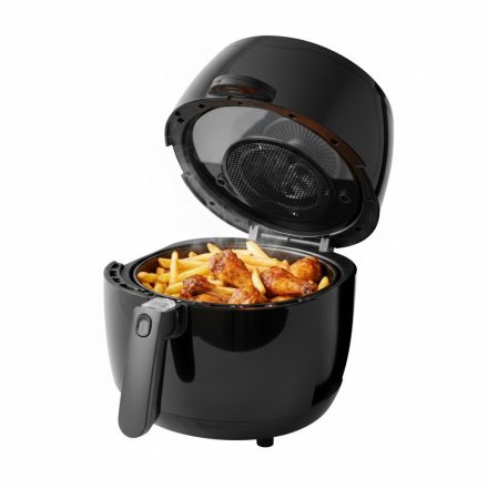 NineShield KB‑6001M panorámaablakos forrólevegős fritőz / Airfryer 8L – automatikus keverés, 1.500W