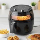 NineShield KB‑6001M panorámaablakos forrólevegős fritőz / Airfryer 8L – automatikus keverés, 1.500W