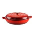 Perfect Home Zománcozott Öntöttvas serpenyő - szeletsütő lábas fedővel 30 cm piros