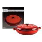 Perfect Home Zománcozott Öntöttvas serpenyő - szeletsütő lábas fedővel 30 cm piros
