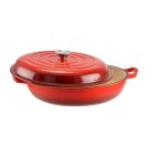 Perfect Home Zománcozott Öntöttvas serpenyő - szeletsütő lábas fedővel 30 cm piros