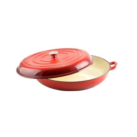 Perfect Home Zománcozott Öntöttvas Szeletsütő Lábos Fedővel 40 cm – Piros