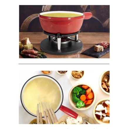 Perfect Home Zománcozott öntöttvas Fondue szett ~1,8 liter piros