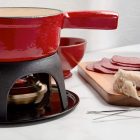 Perfect Home Zománcozott öntöttvas Fondue szett ~1,8 liter piros