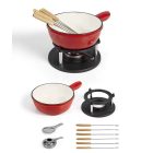 Perfect Home Zománcozott öntöttvas Fondue szett ~1,8 liter piros