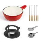Perfect Home Zománcozott öntöttvas Fondue szett ~1,8 liter piros