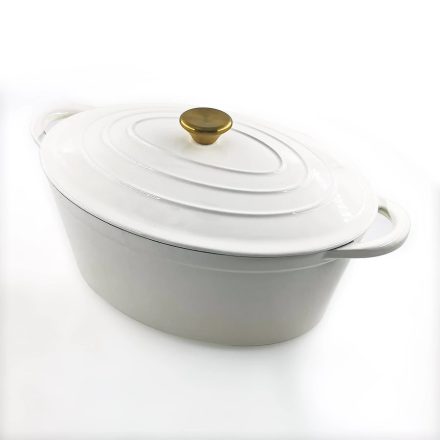 Perfect Home Zománcozott öntöttvas kacsasütő, ovális, 30 cm, 4.2 L – fehér
