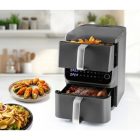GOURMETMAXX Forrólevegős fritőz/ Airfryer Kétkamrás Függőleges 3,5 + 6,5 liter 