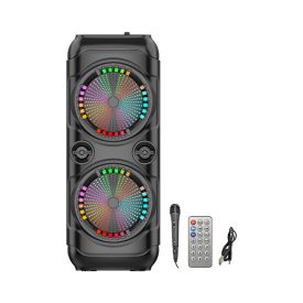   Hordozható Bluetooth hangszóró – 8 colos dupla hangszóró, karaoke mikrofon, erős hangzás, LED fények, hosszú üzemidő
