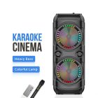 Hordozható Bluetooth hangszóró – 8 colos dupla hangszóró, karaoke mikrofon, erős hangzás, LED fények, hosszú üzemidő