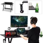 Gamer asztal monitorpolccal és fejhallgató‑tartóval – 120×58×90 cm